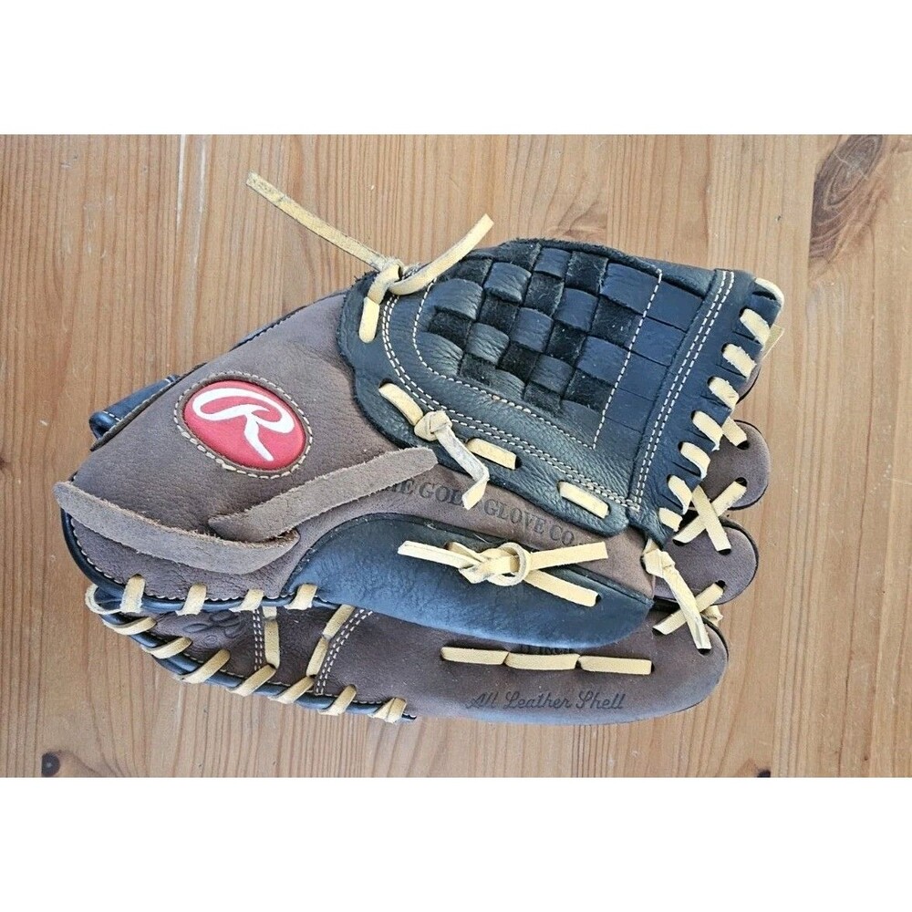 Rawlings P1100B Baseball Glove All Leather Brown Black, Used. Good Condition.